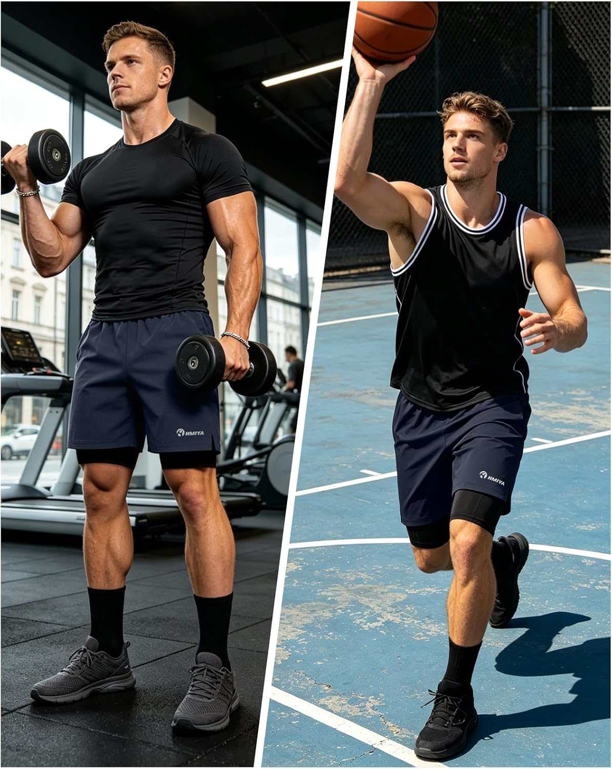Thumbnail 3 de Herren 2-in-1 Shorts Fitness von HMIYA