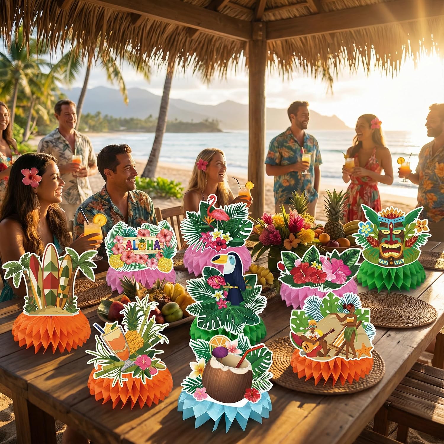Detalle 2 de Hawaiian Honeycomb Table Centerpieces, 9-Piece Set