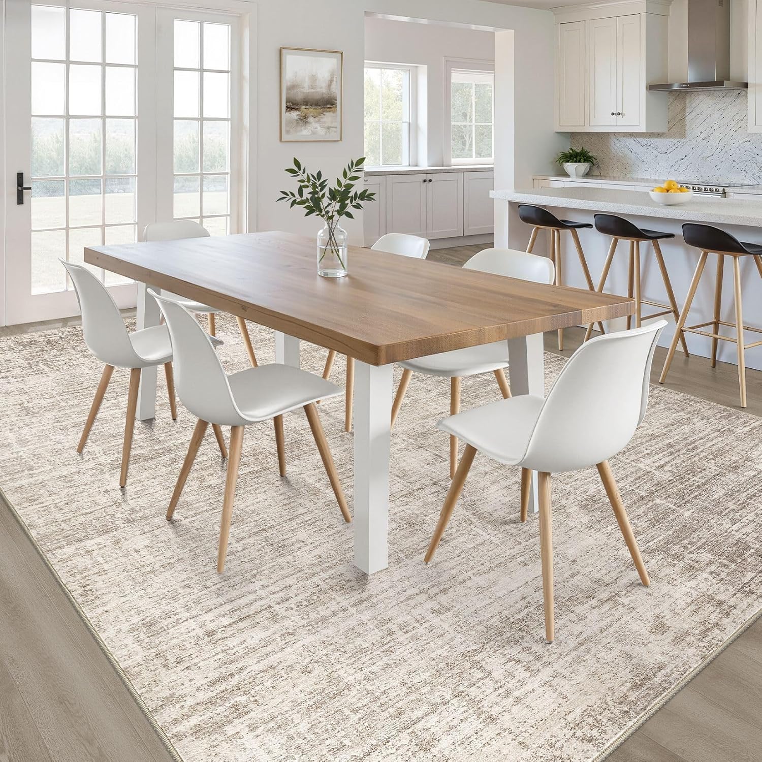 Thumbnail 4 de 9x12 Neutral Brown Washable Area Rug