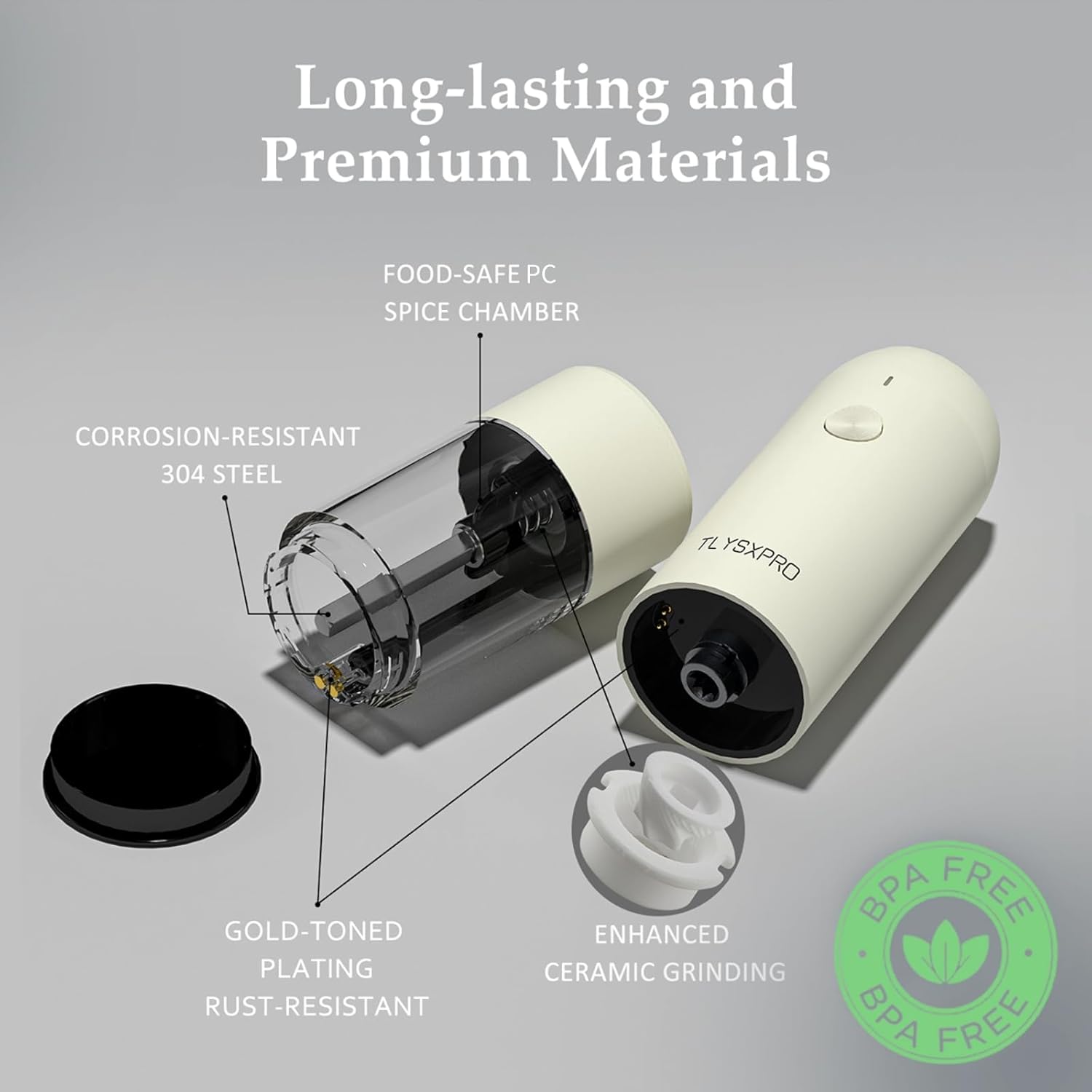 Thumbnail 2 de Electric Salt and Pepper Grinder Set USB Rechargeable 2-pack 🧂