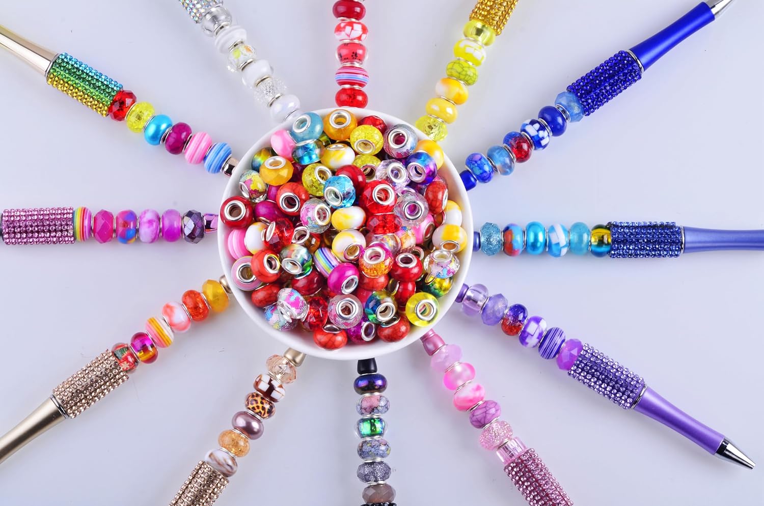 Detalle 2 de KJML DIY Beads for Beadable Pens, 14mm Multicolor Resin, 120 Count