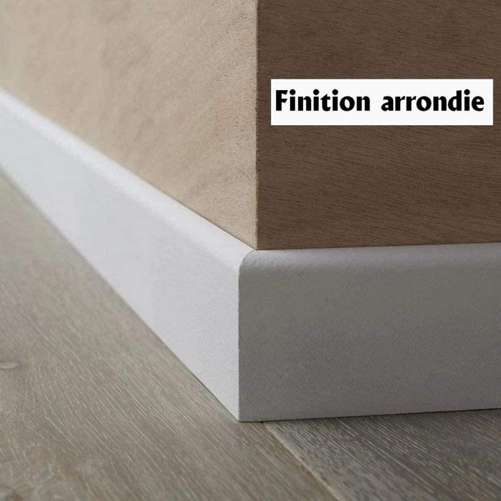 Detalle de MadeInNature Plinthe Bois Blanc Pré-peint – hauteur 10 cm, longueur personnalisable