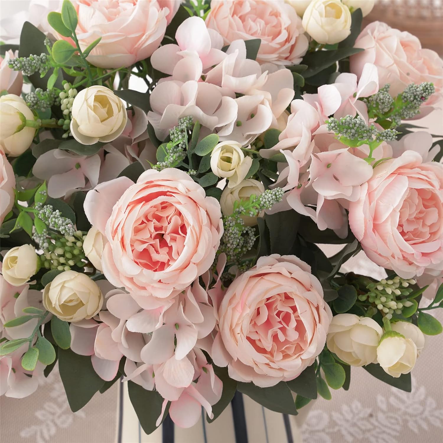 Detalle 1 de karoro Artificial Peony Bouquet, 4 Bunches