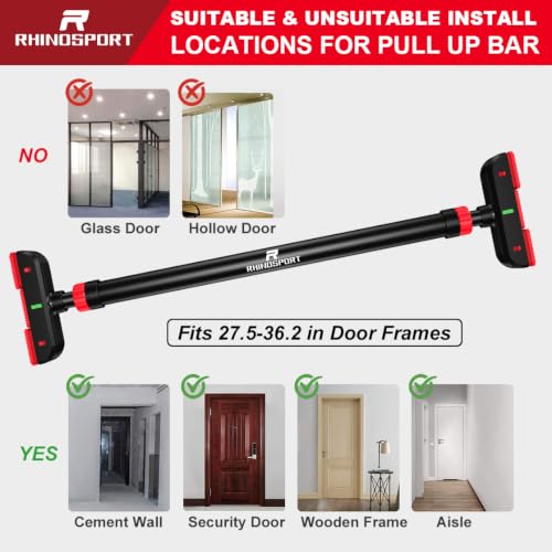 Thumbnail 5 de RHINOSPORT Pull Up & Chin Up Bar for Narrow Doorways (70-92cm) – Heavy-Duty 200kg Load