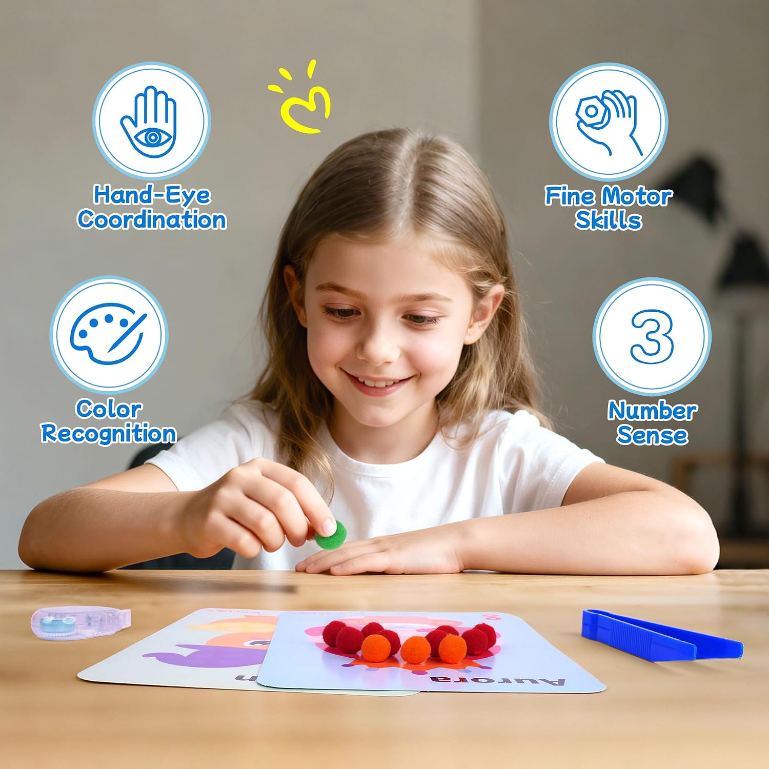 Thumbnail 6 de YPLUS Bastelset für Kinder mit Pompons – Kreatives Lernspielzeug zur Förderung der Feinmotorik