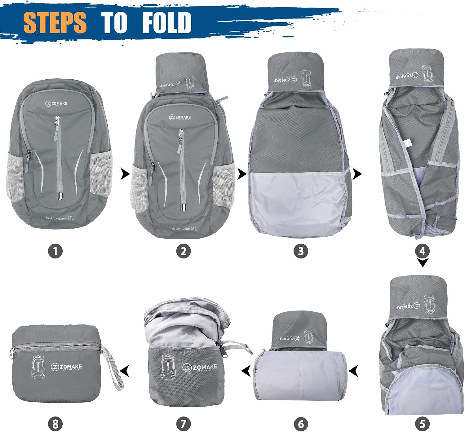 Detalle de ZOMAKE sac à dos pliable ultra léger 25L — petit daypack de randonnée packable