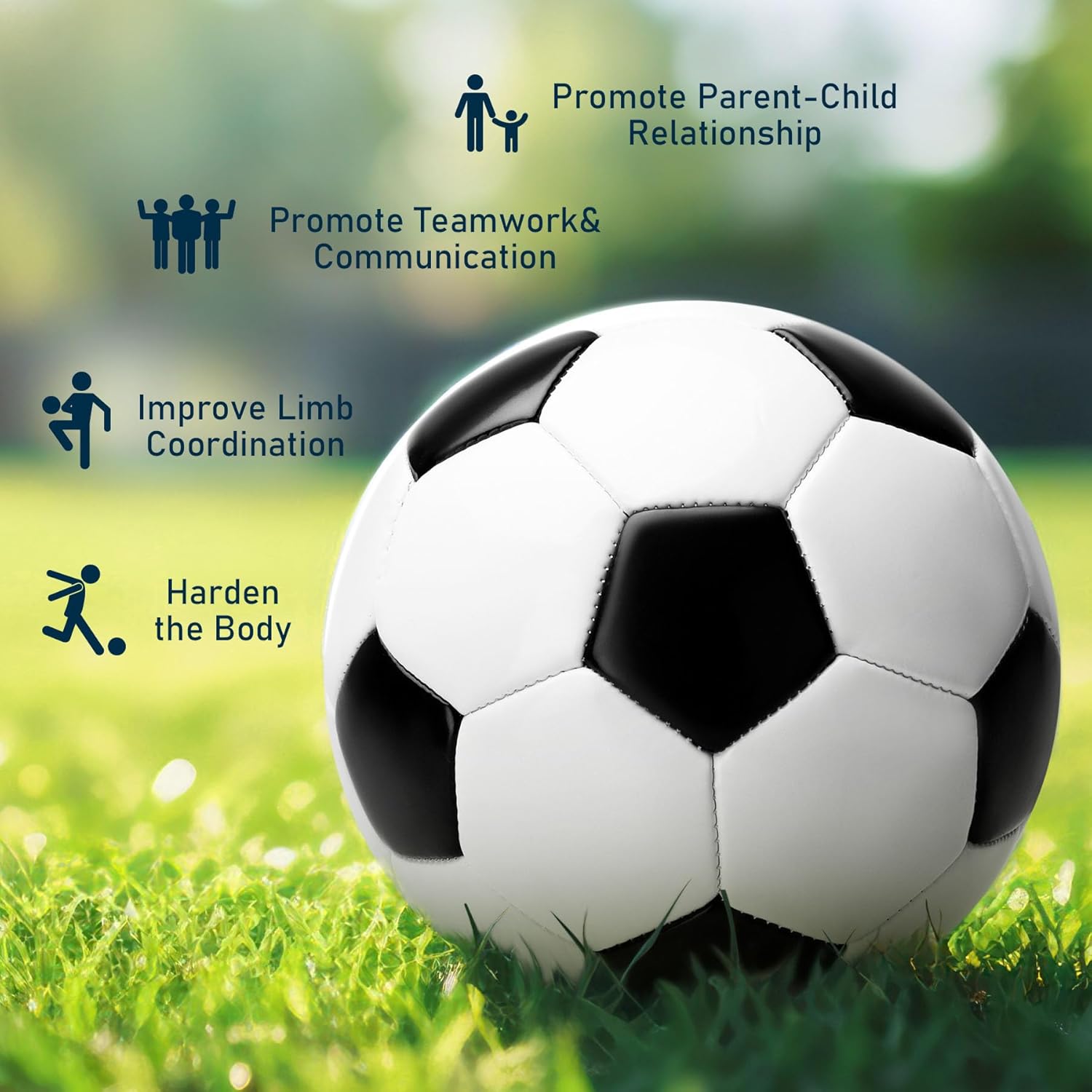 Detalle de Soccer Ball Size 2/3/4/5 with Pump & Bag (1–3 Pack) - Classic Black & White Durable Ball for Indoor/Outdoor Play