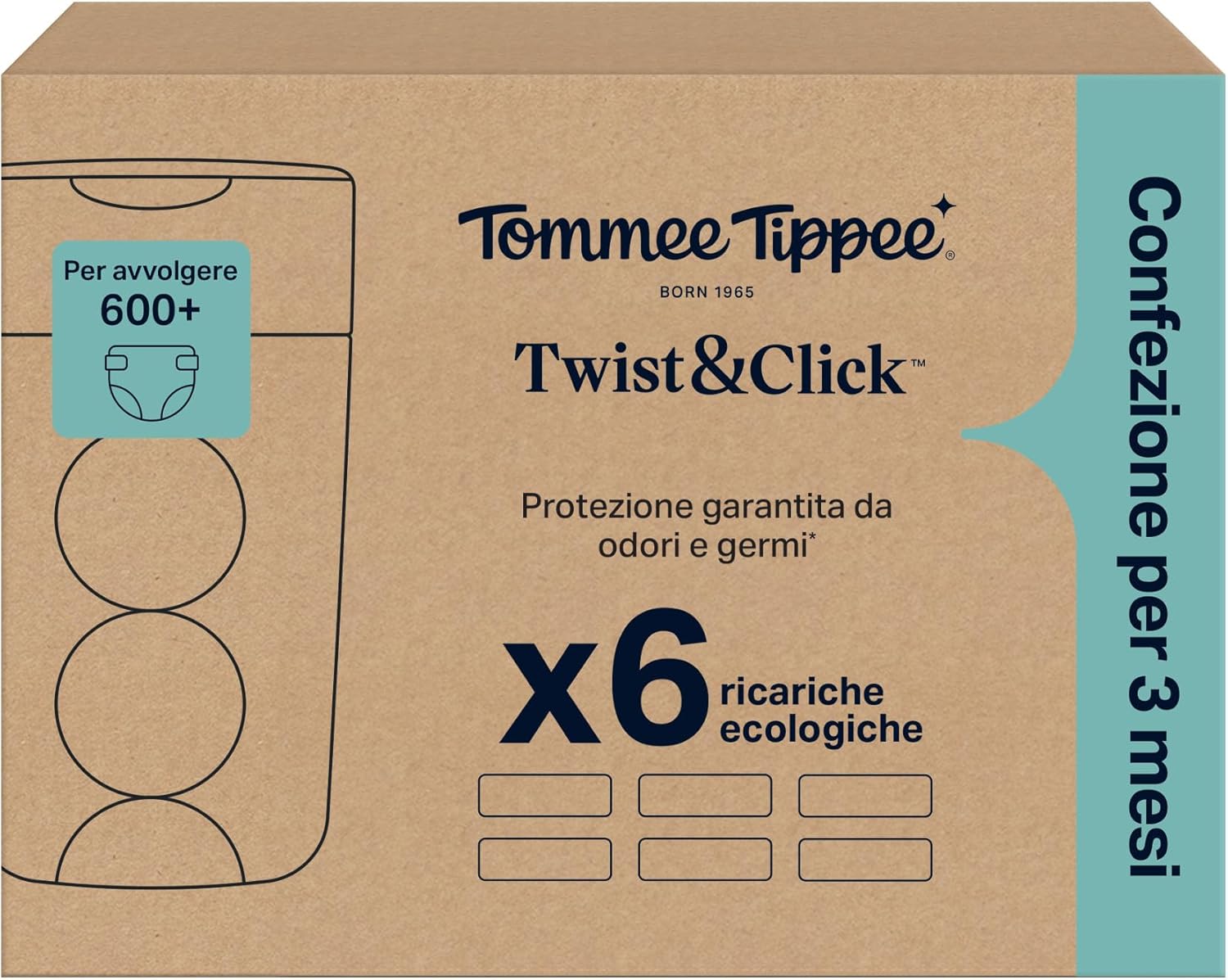 Thumbnail 1 de Tommee Tippee Sacchetti per mangiapannolini Twist & Click: 6 ricariche da 10,5 m con pellicola antibatterica