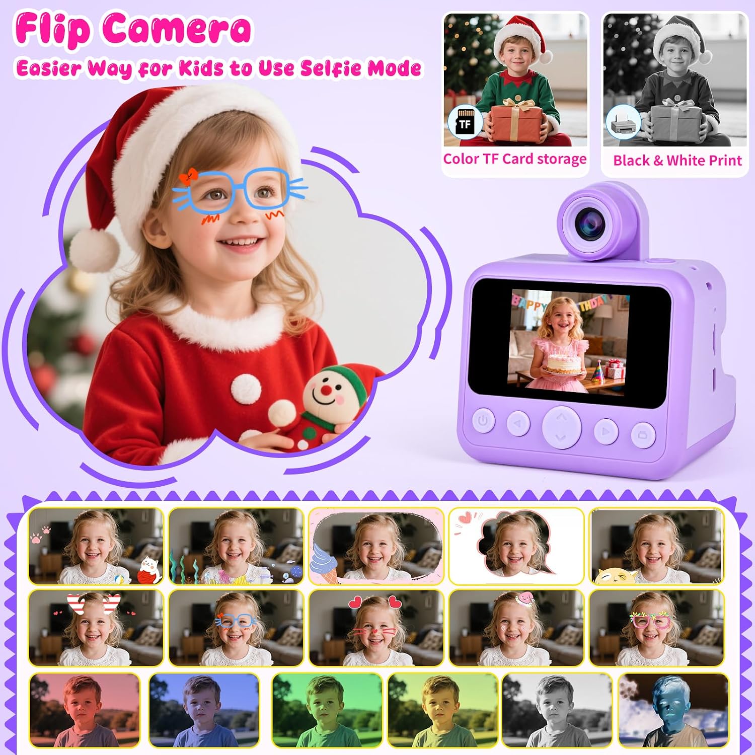 Thumbnail 6 de Elecoutek Kids Camera Instant Print: 30MP Dual Camera Toy for 3–12 Year Olds
