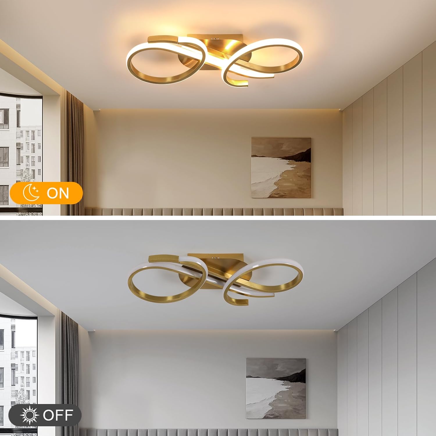 Thumbnail 3 de Riserva LED-Deckenlampe Modern Gold 36 W, 3000 K warmweiß (L42×W16×H7 cm)