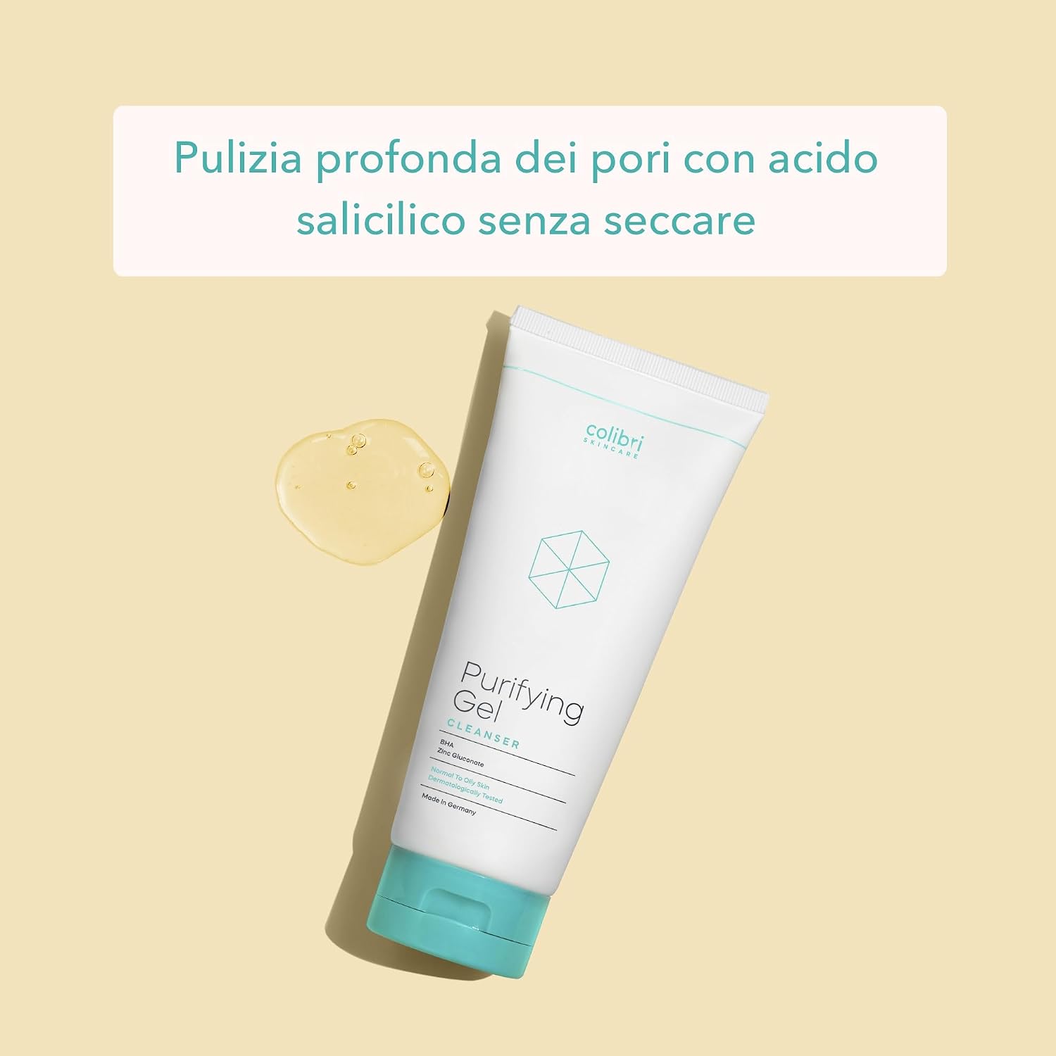 Detalle de Colibri Skincare Purifying Gel Cleanser con acido salicilico, detergente viso schiumogeno da 200 ml