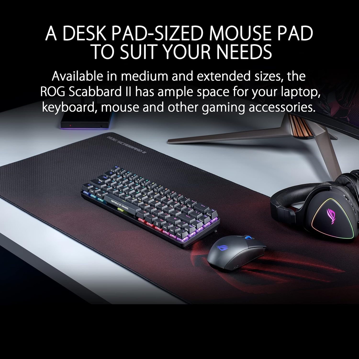 Detalle de ASUS ROG Scabbard II Extended 35.4" Mouse Pad 🖱