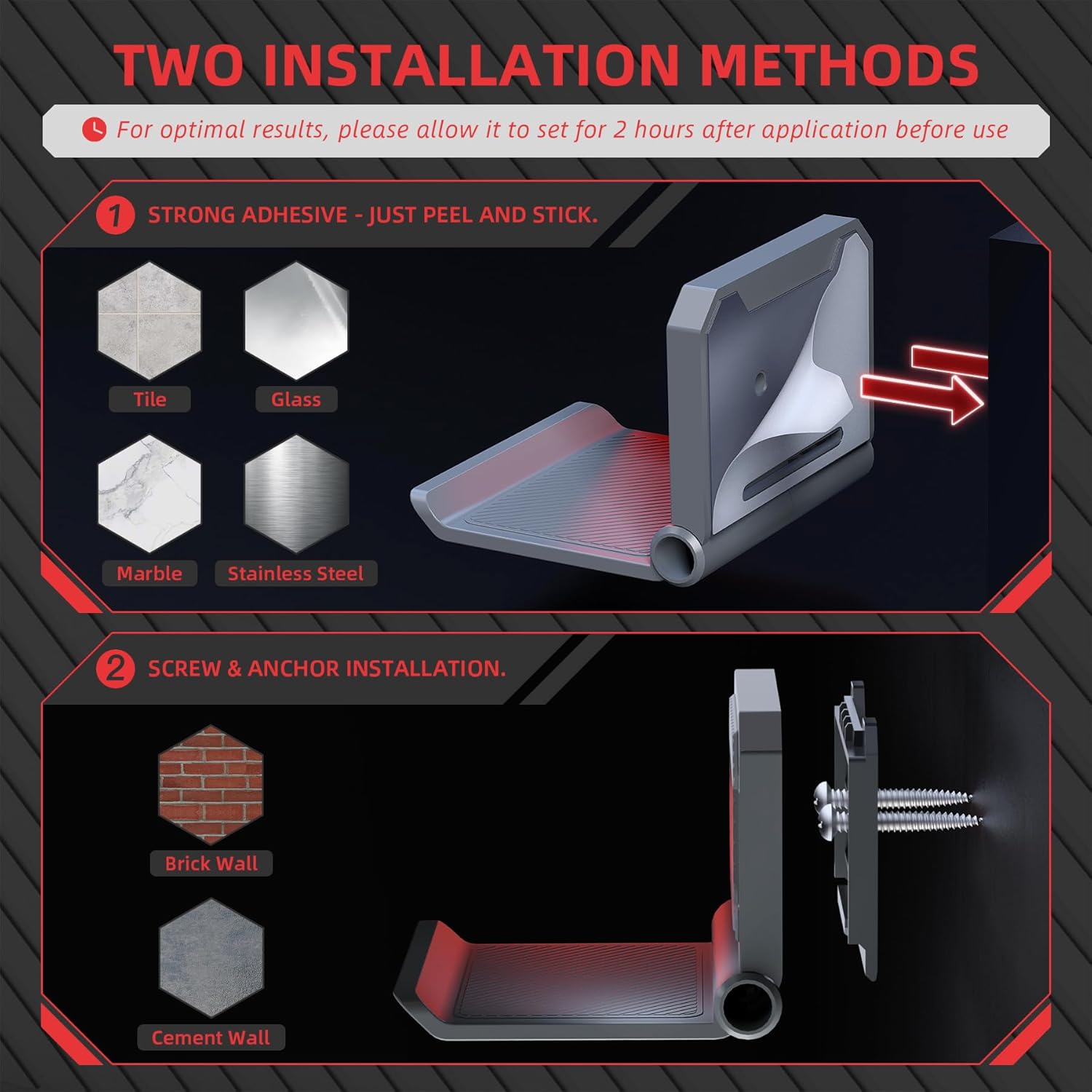 Detalle de PlayVital Foldable Controller Wall Mount for PS5/PS4 & More – 2 Set New Hope Gray