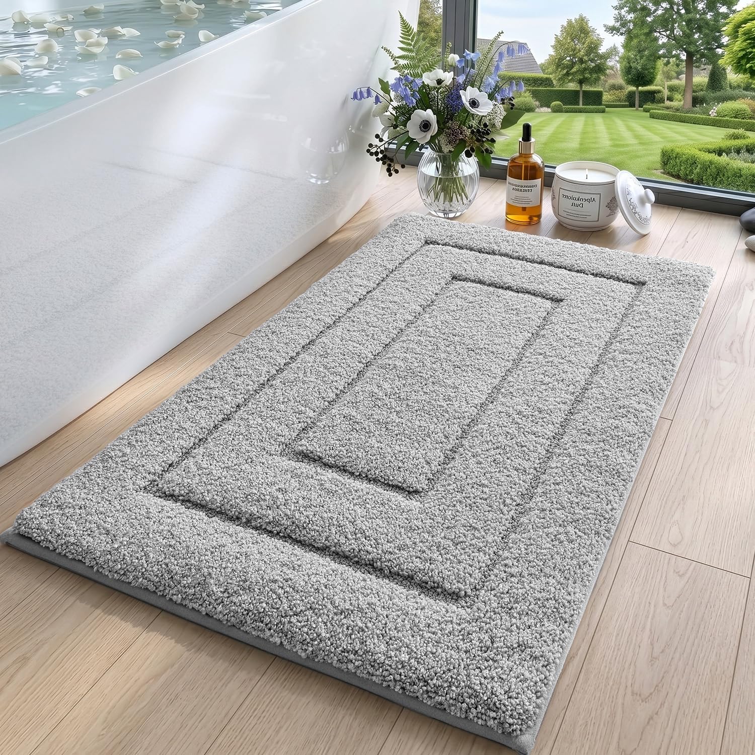 Thumbnail 2 de DEXI Badematte rutschfeste, weicher Mikrofaser Badteppich 50 × 80 cm, Hellgrau