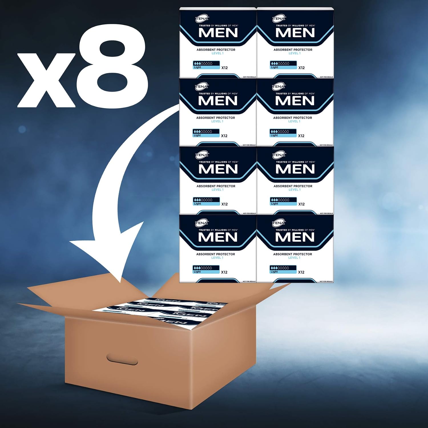 Detalle de TENA Men Absorbent Protector Inkontinenzeinlagen Level 1 – 23 cm, 96 Stück (12 x 8)</>