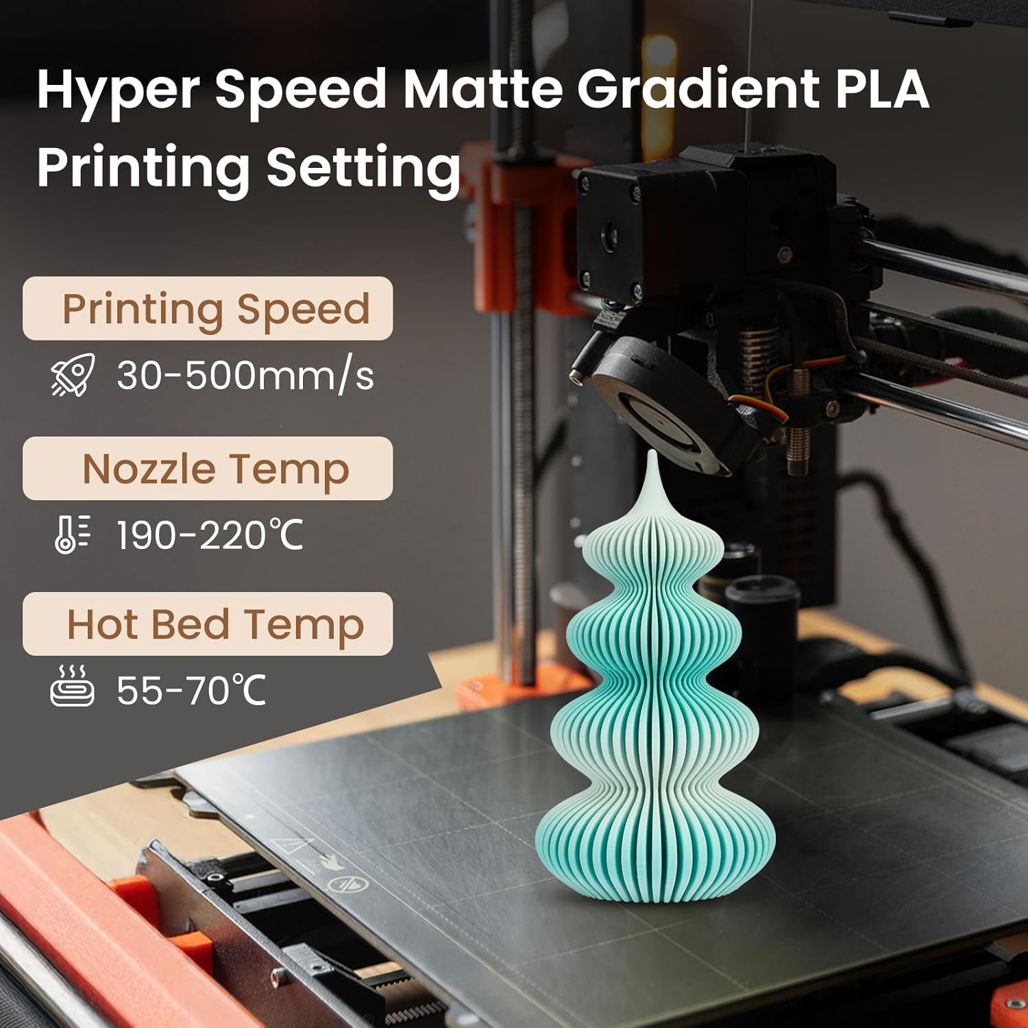 Thumbnail 2 de ERYONE Matte PLA 1,75 mm – Gradient Rainbow / Snowfield, 1 kg Spule