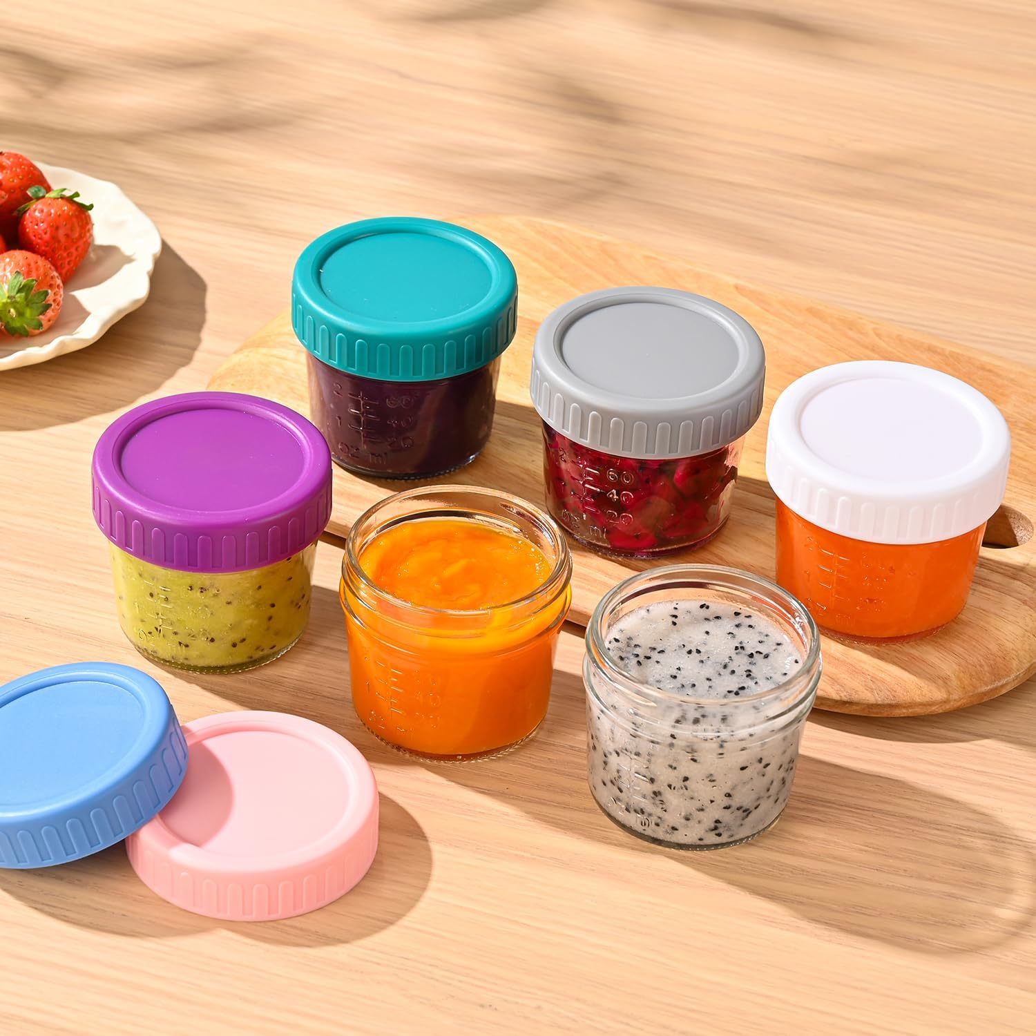 Thumbnail 6 de Dehov 6-Piece 4 oz Glass Baby Food Containers with Lids