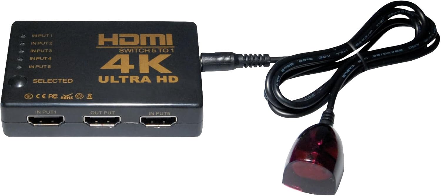 Thumbnail 2 de MaxTrack CS1-5L 5-fach HDMI Umschalter mit IR-Fernbedienung – 5 Eingänge, 1 Ausgang, 4K@30Hz, HDCP, Deep Color