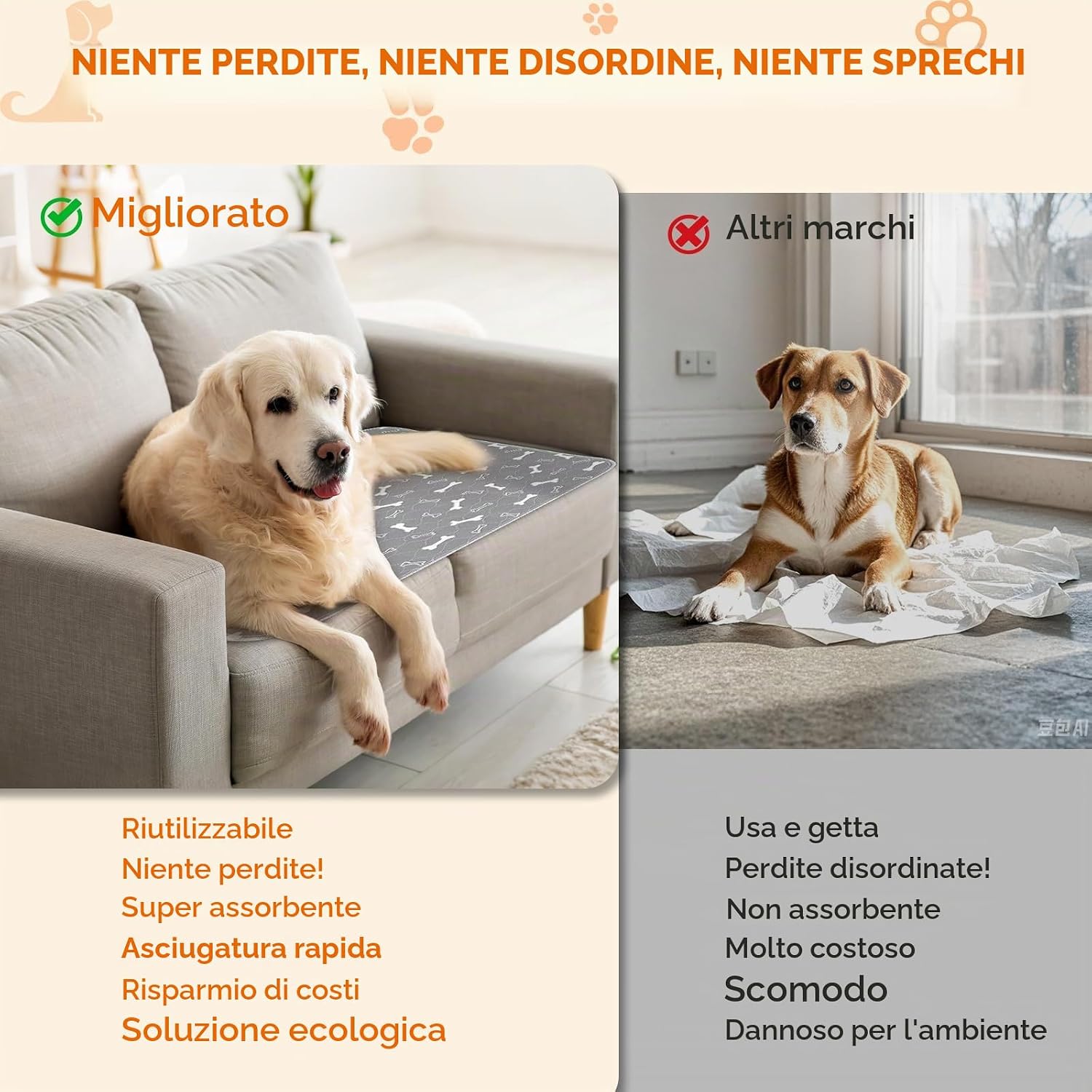 Thumbnail 5 de Baodan Traverse Cani 80x90 cm tappetini lavabili