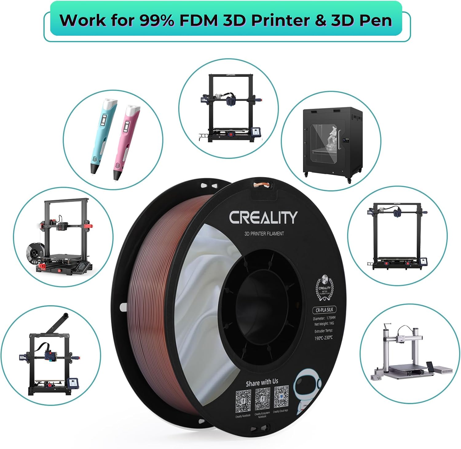 Detalle de Creality Silk PLA 3D Printer Filament 1.75mm