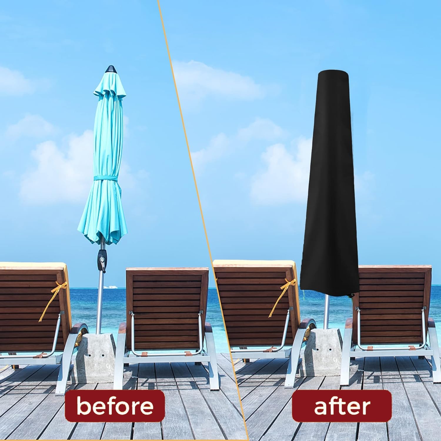 Detalle 2 de WPOLEAX HG013 Patio Umbrella Cover, 600D Oxford, Waterproof with Zipper