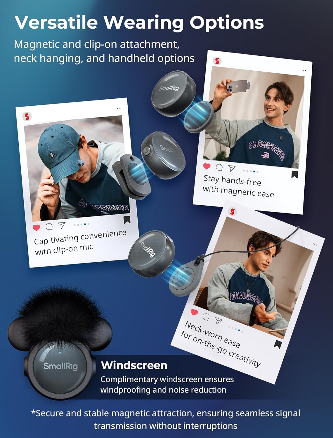 Thumbnail 5 de SmallRig S60 Microphone Lavalier sans fil avec USB-C pour iPhone et Android — Mini Mic, 44 h, réduction de bruit et gain réglable