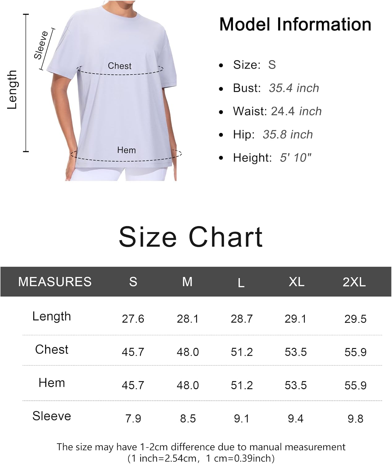 Thumbnail 6 de THE GYM PEOPLE Women's Oversized T-Shirt, Short Sleeve Crewneck