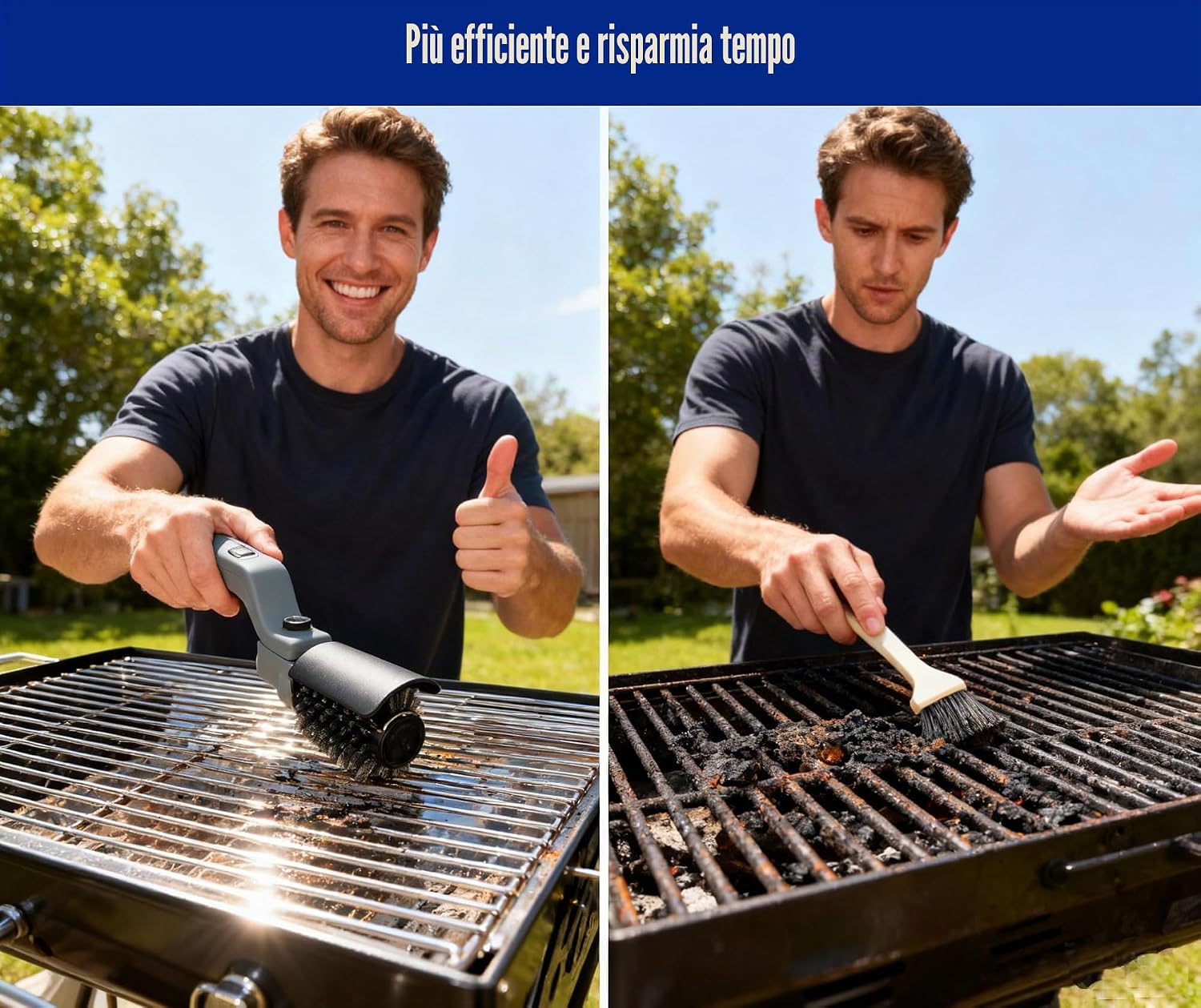 Detalle de Spazzola elettrica per barbecue a batteria con testa regolabile a 180°