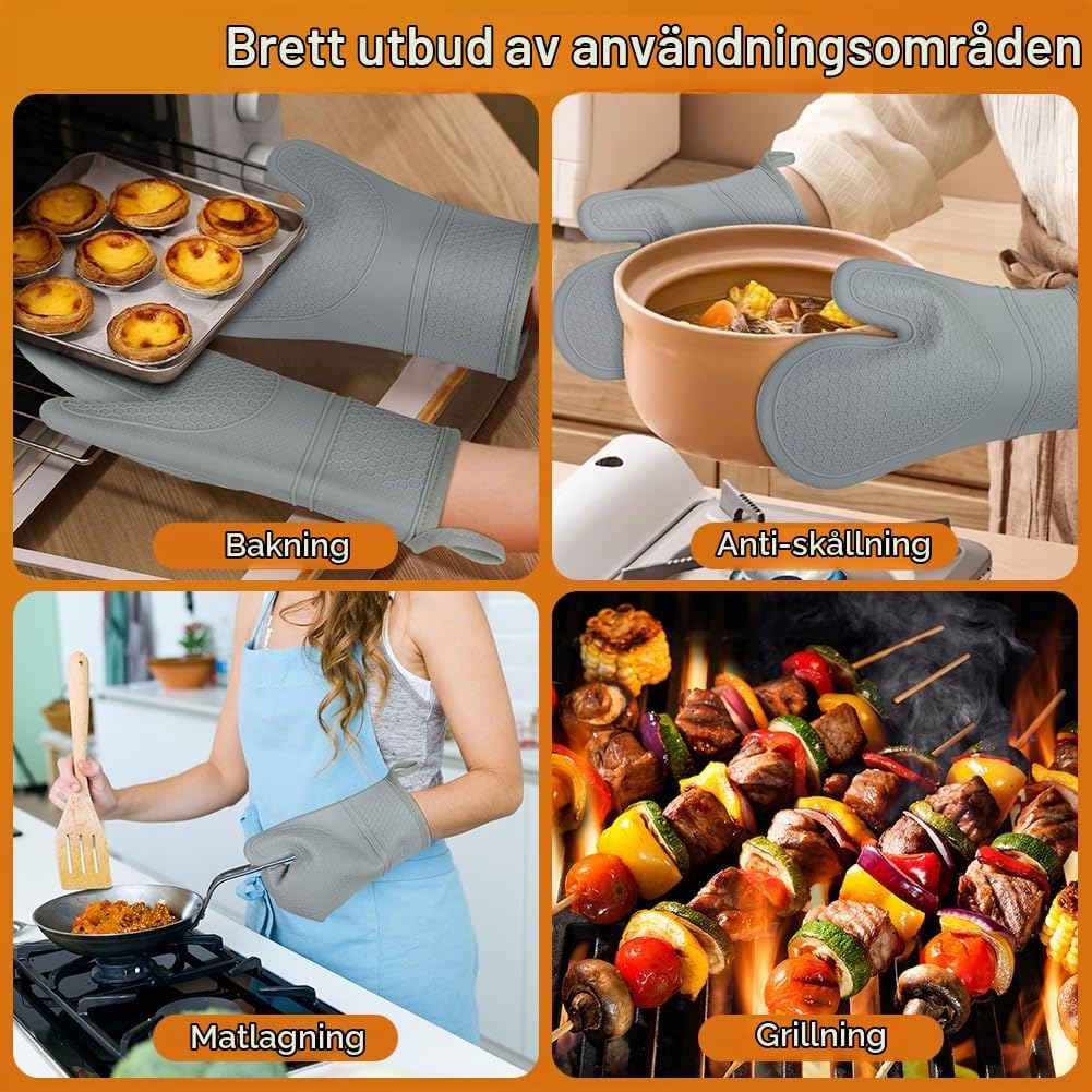 Thumbnail 6 de AUAUY silikonugnshandskar med grytlappar, halkfritt grepp och skydd upp till 240 °C