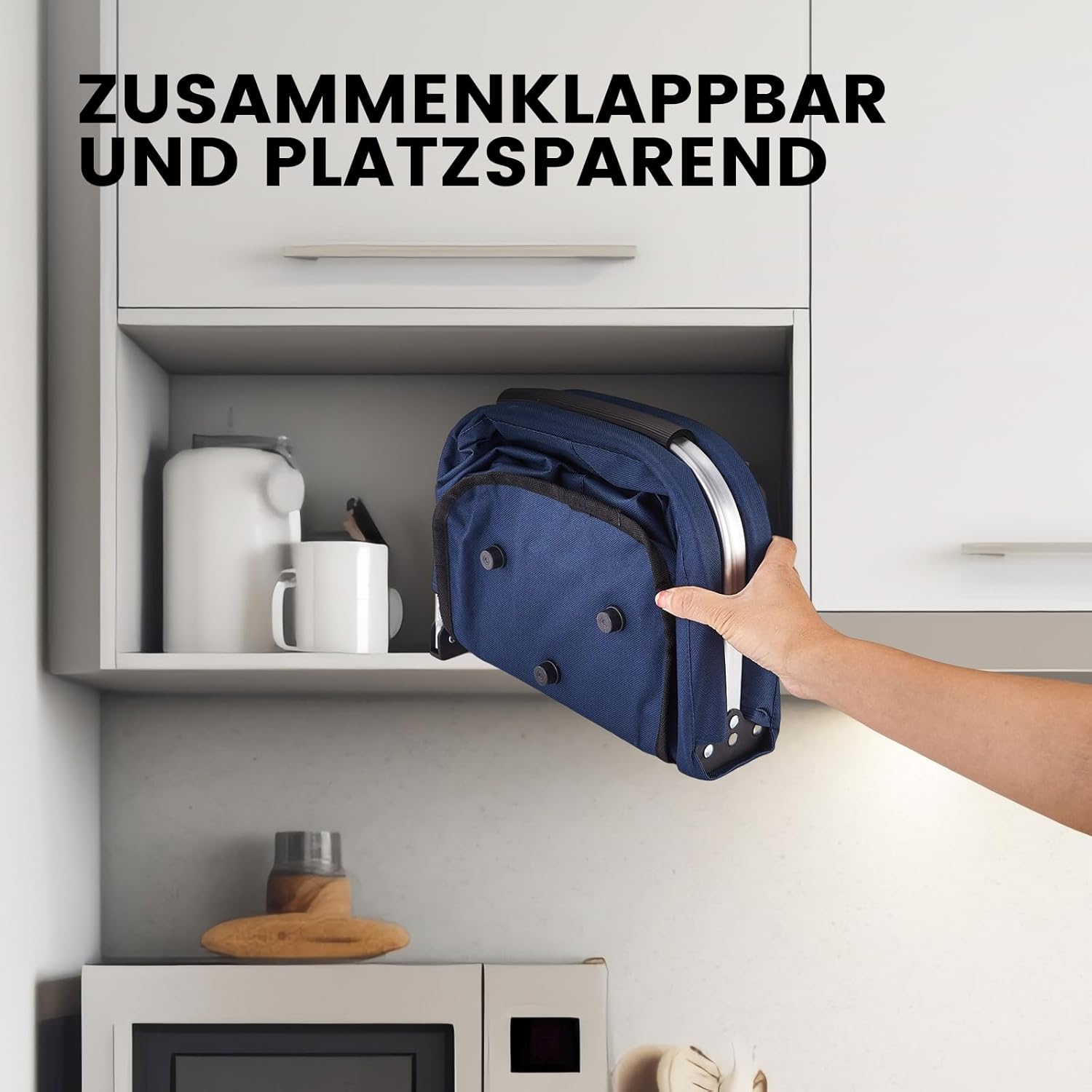 Thumbnail 6 de Yeabett 22L Faltbarer Einkaufskorb mit Stützstangen – stabil, flexibel, groß (43x27x23 cm) in Blau