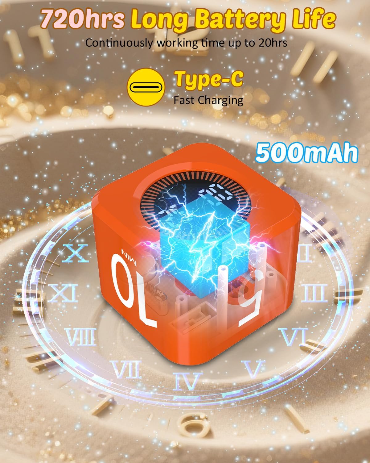 Detalle 2 de COWVTUJ Digital Pomodoro Timer Cube (5/10/25/50 min) — Visual flip countdown cube for kids & study