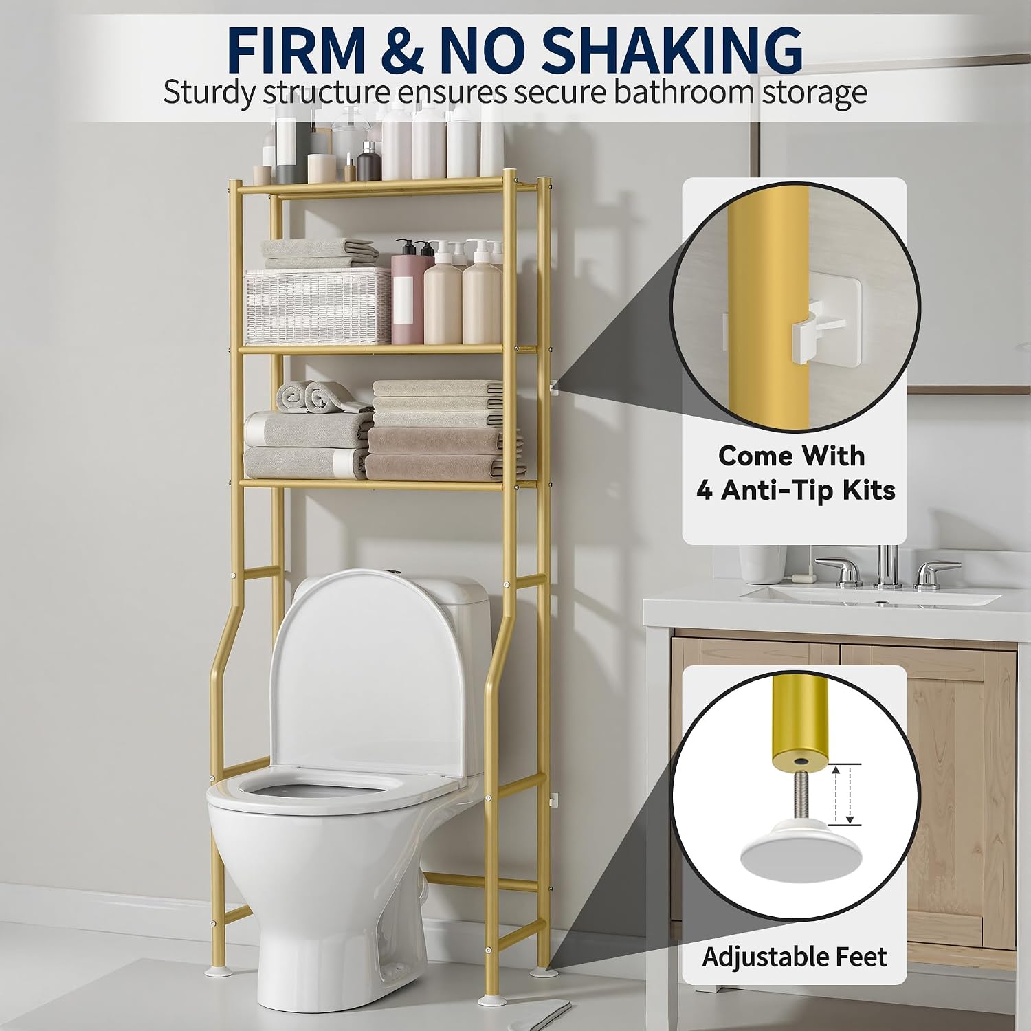 Detalle de GloTika Over-Toilet Storage Rack, 3-Tier