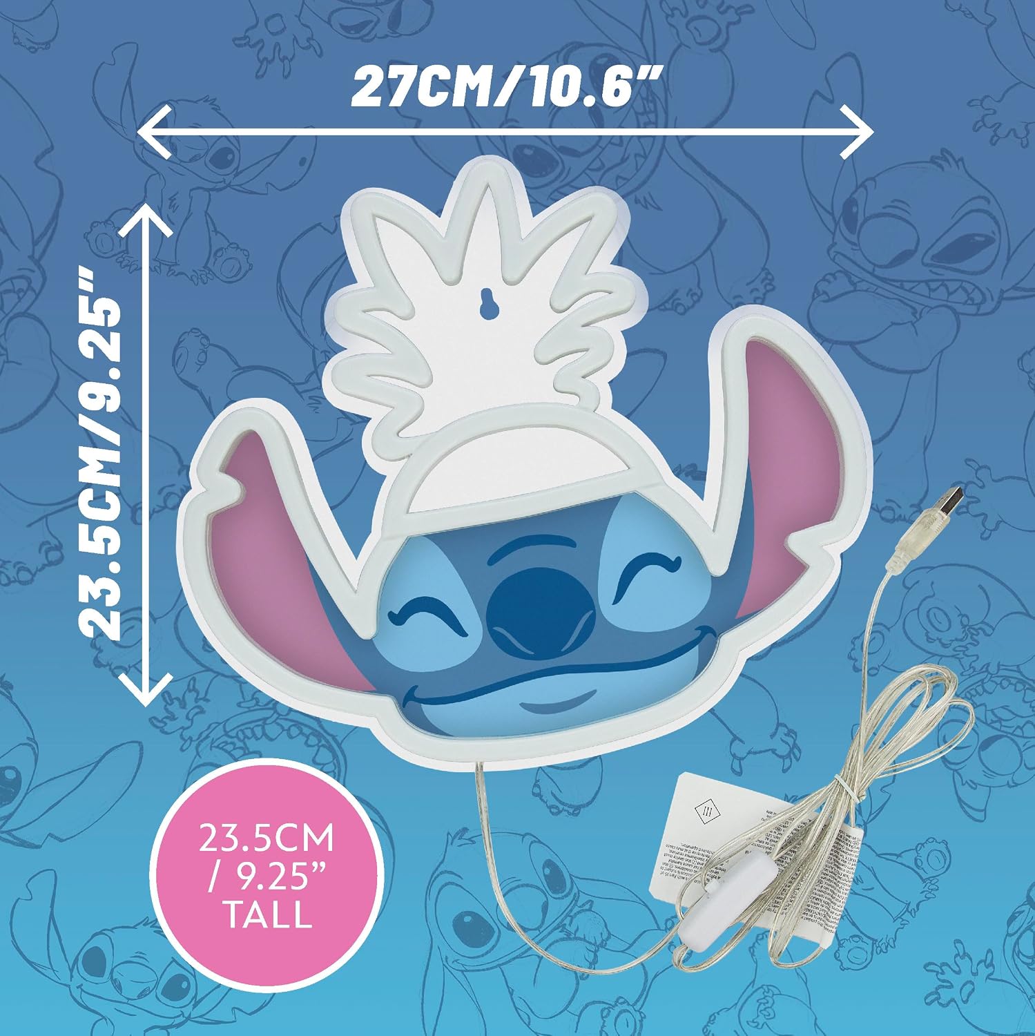 Detalle de Paladone Applique murale néon LED Lilo & Stitch - Licence officielle Disney