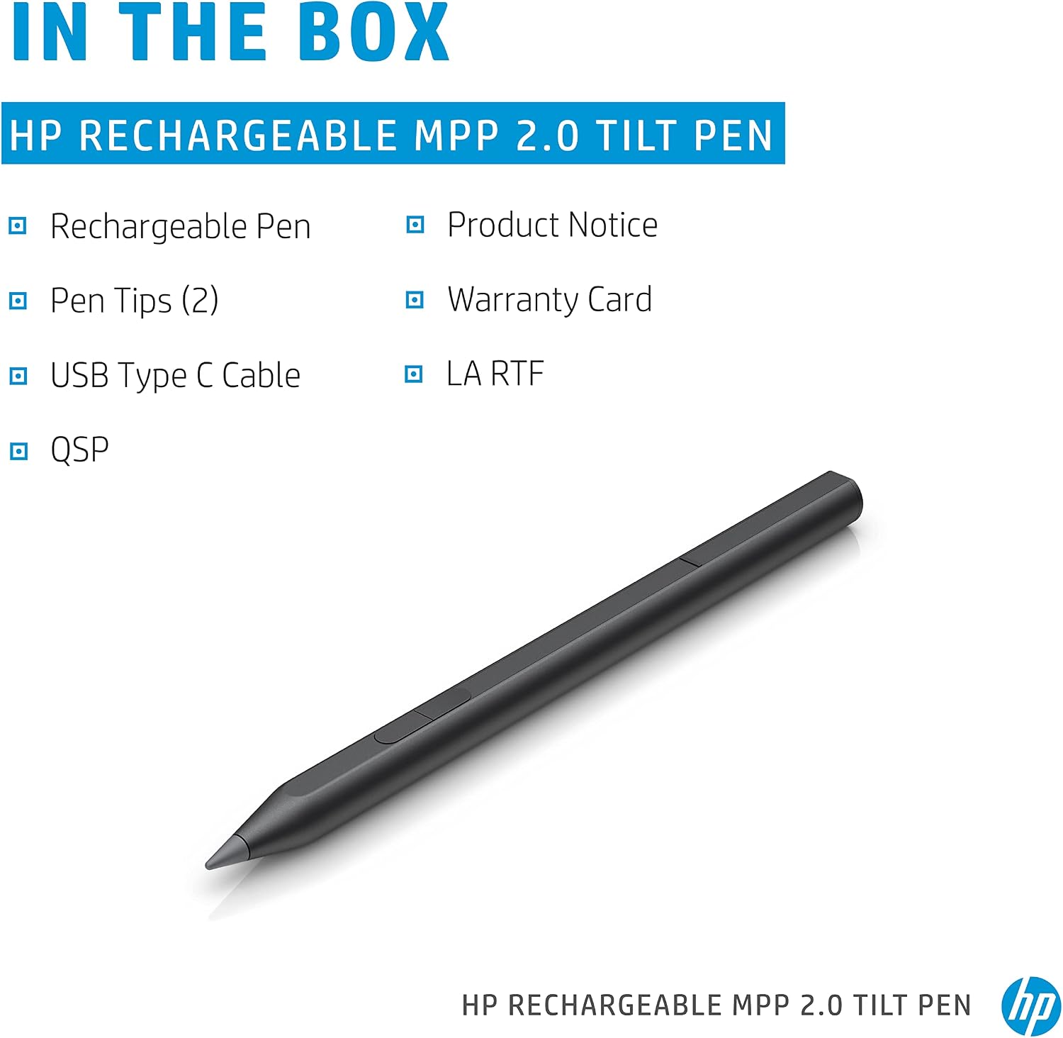 Detalle de HP 3J122AA#ABL MPP2.0 Tilt Pen, USB-C Rechargeable, Charcoal Grey