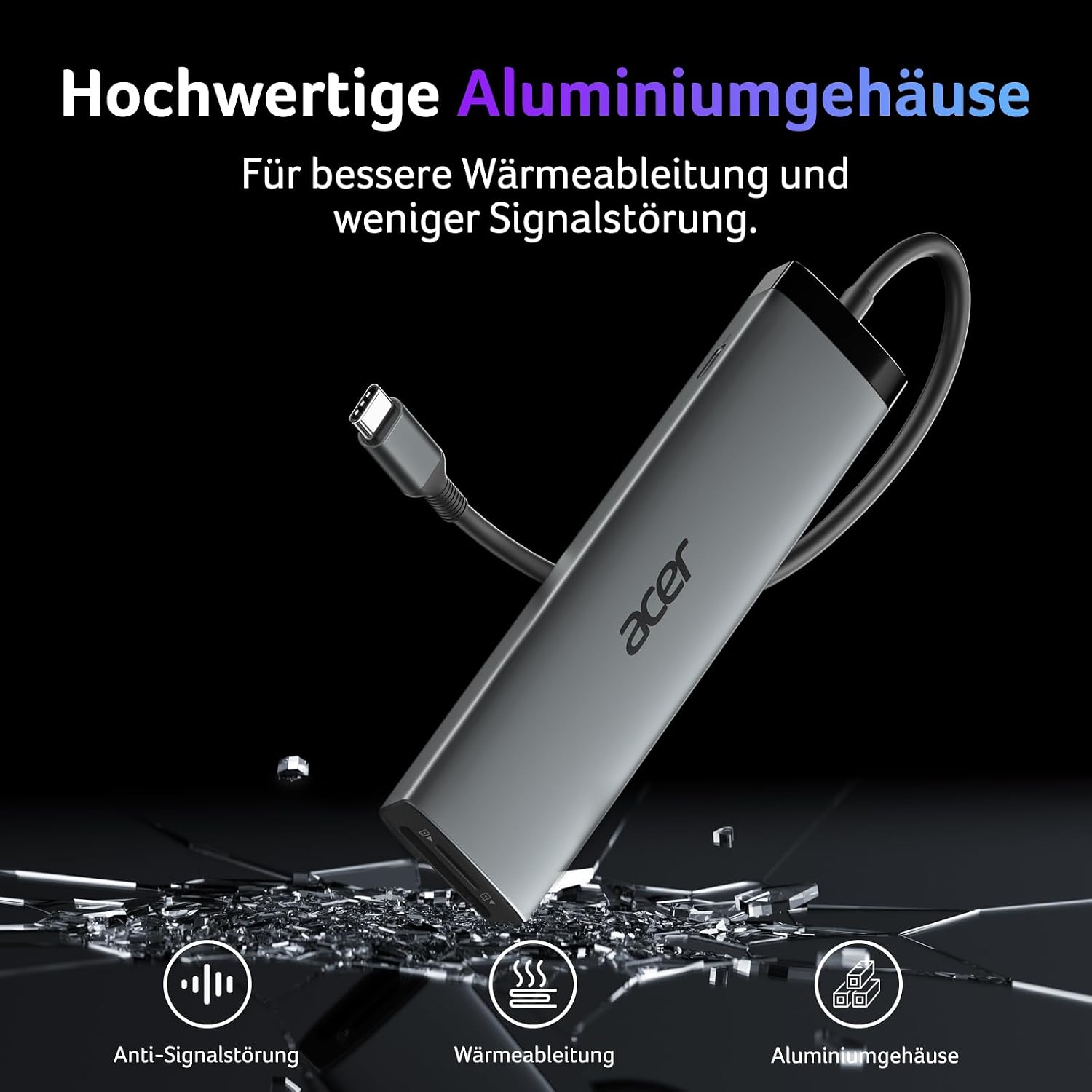 Thumbnail 6 de acer 8-in-1 USB-C Hub (10Gbps) mit HDMI 4K@60Hz, SD/TF und USB-C PD bis 100W