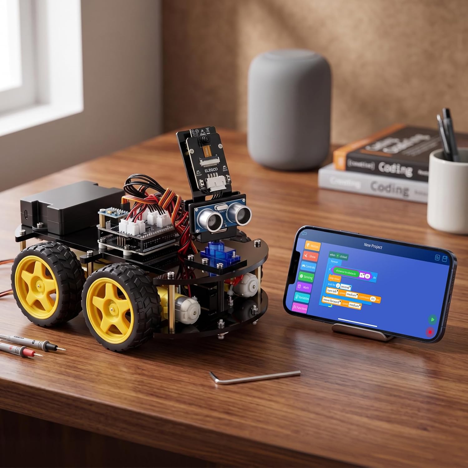 Detalle de ELEGOO UNO R3 Smart Robot Car Kit V4 for Kids 🤖