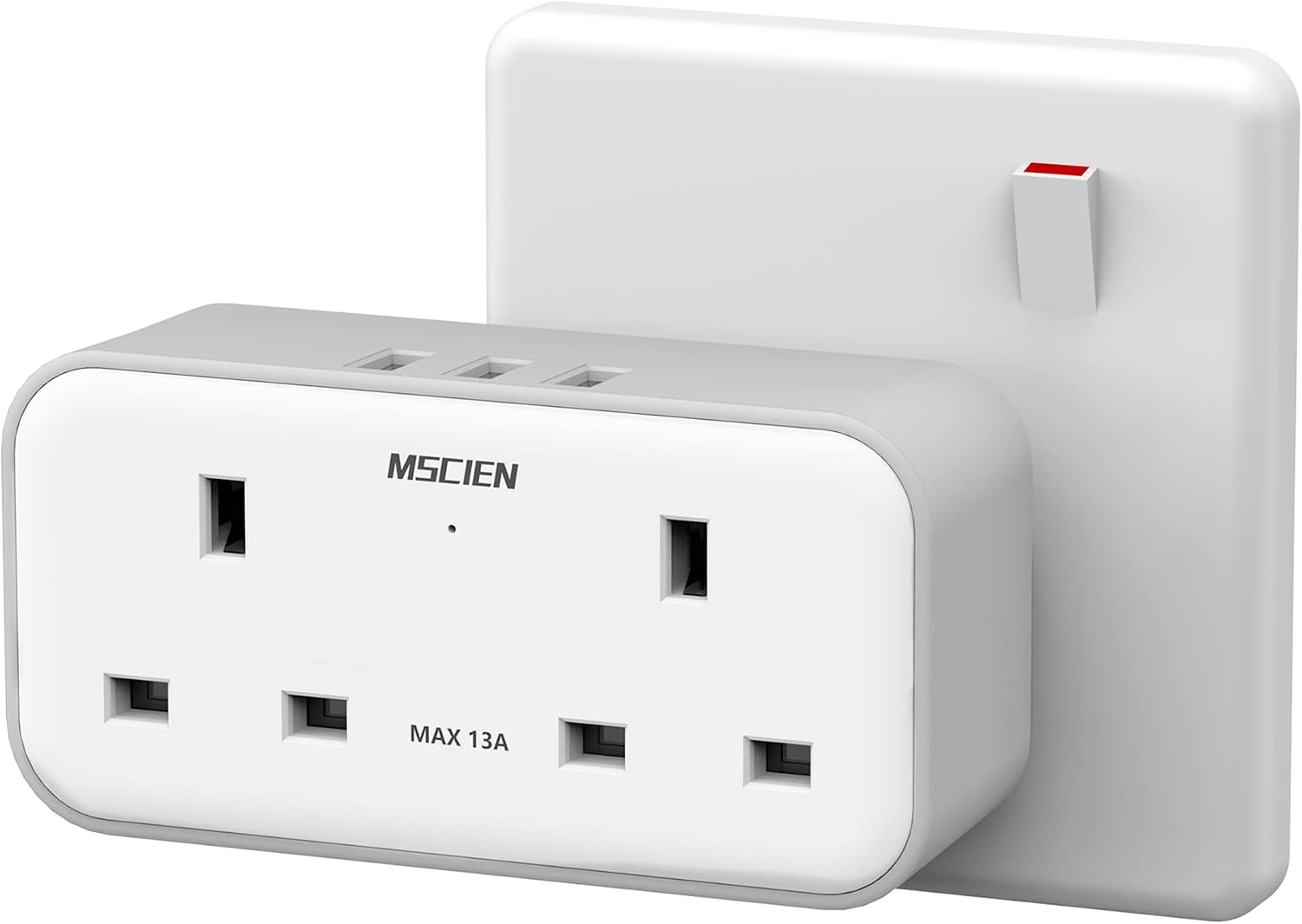 Detalle de Mscien Double Plug Adapter 13A with 3 USB 🔌
