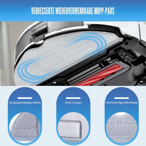 Detalle de Furnetra Zubehörset für Roborock S7 MaxV Ultra / S7 Pro Ultra – Komplettpaket mit 2 Hauptbürsten, 4 Filtern und mehr