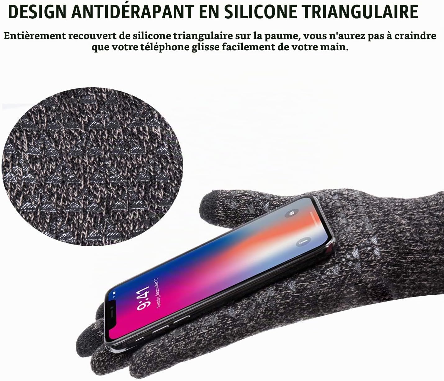 Detalle de TRENDOUX winterhandschoenen met touchscreen en antislip siliconen grip