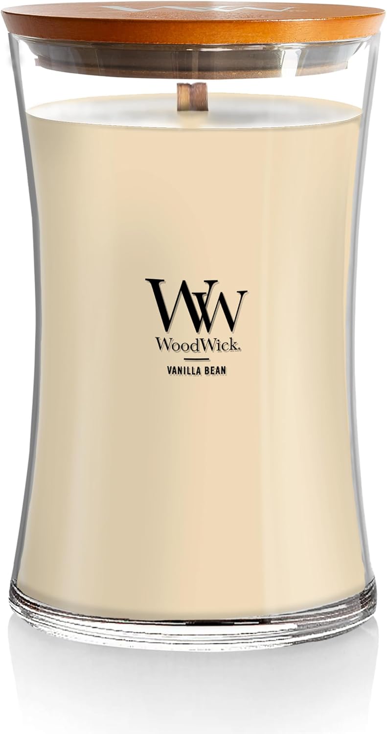 Detalle de WoodWick Candela Grande Profumata Vanilla Bean con Stoppino Scoppiettante – Durata fino a 130 Ore