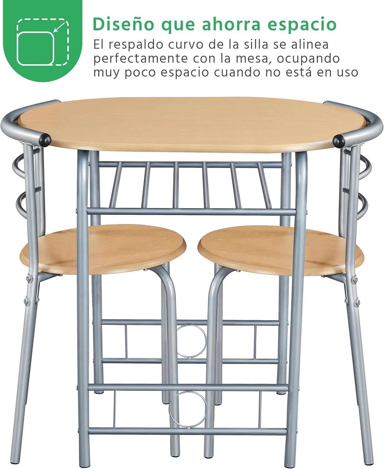 Thumbnail 5 de Yaheetech Set Bar Tavolo e 2 Sedie: design compatto in legno e metallo per 2 persone