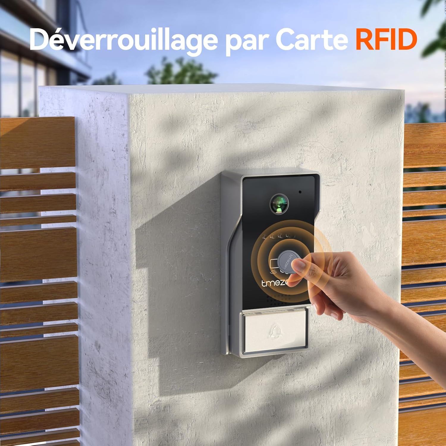Detalle 2 de TMEZON Y73 Visiophone connecté WiFi, 7'' LCD Full HD 1080P, 2 fils - Portier vidéo avec RFID et déverrouillage à distance