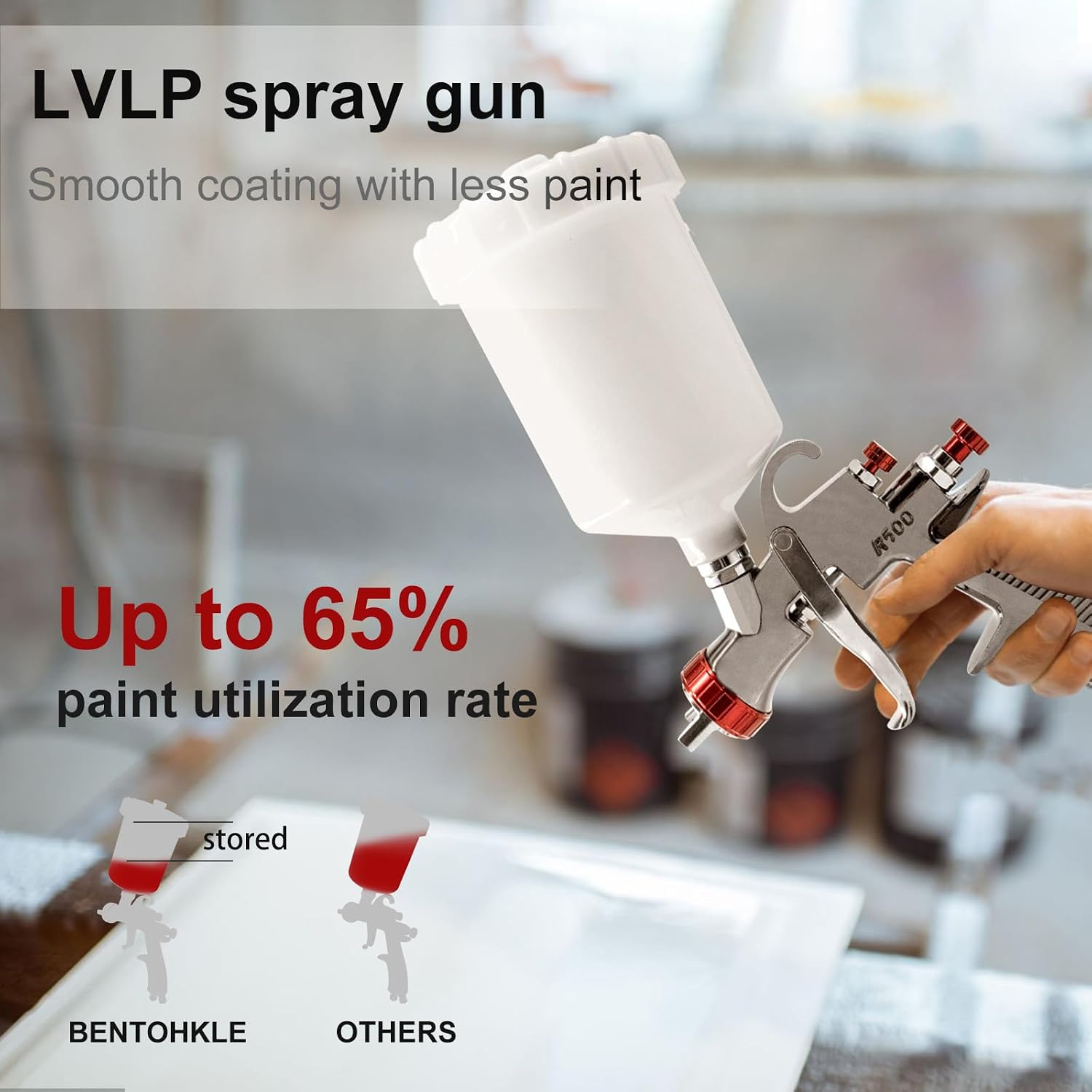 Detalle 2 de R500 LVLP Air Spray Gun 1.3mm nozzle 🎨