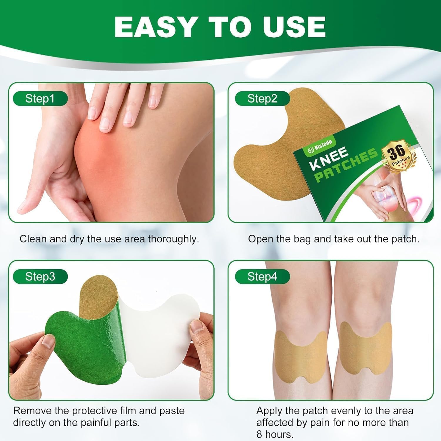 Detalle de NisJedp Wormwood Pain Relief Patches, 36 Count, Self-Heating