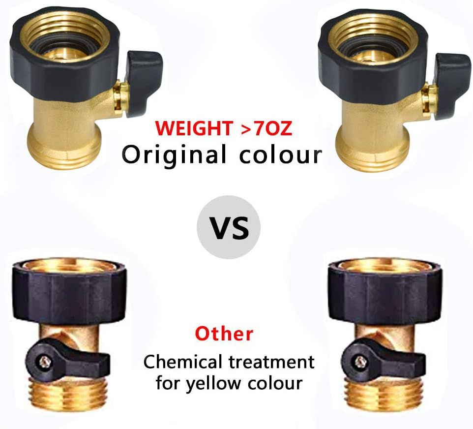 Detalle 2 de HQMPC HQ-V01 Brass Garden Hose Shut-Off Valve, 3/4-Inch GHT, 2-Pack