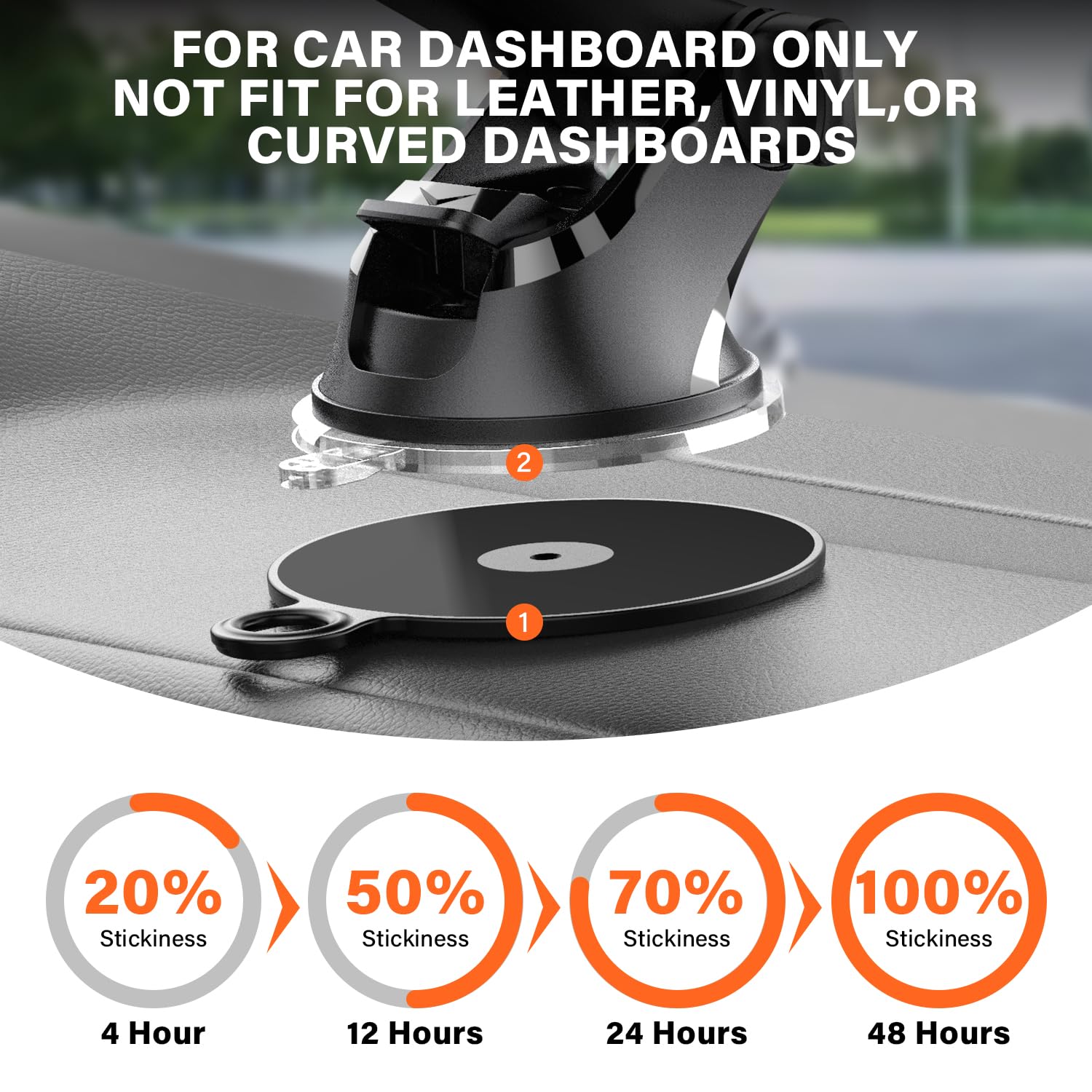 Detalle 2 de APPS2Car 3er Set Universal Rund Dashboard Pad Mounting Klebe-Befestigungsplatten, 70 mm Durchmesser