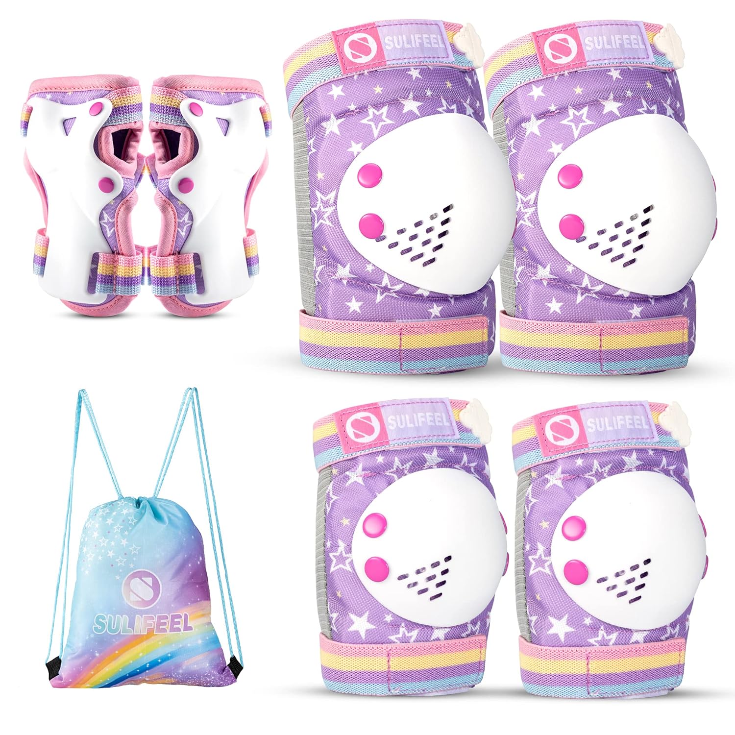 Thumbnail 6 de SULIFEEL Rainbow Unicorn 7-in-1 Kids Protective Gear Set (Knee Pads, Elbow Pads, Wrist Guards)