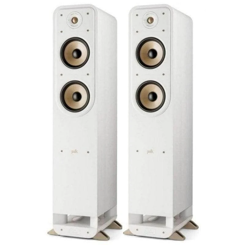 Detalle de Polk Signature Elite ES55 (pareja) – Altavoces de suelo Hi‑Fi en blanco para audio detallado