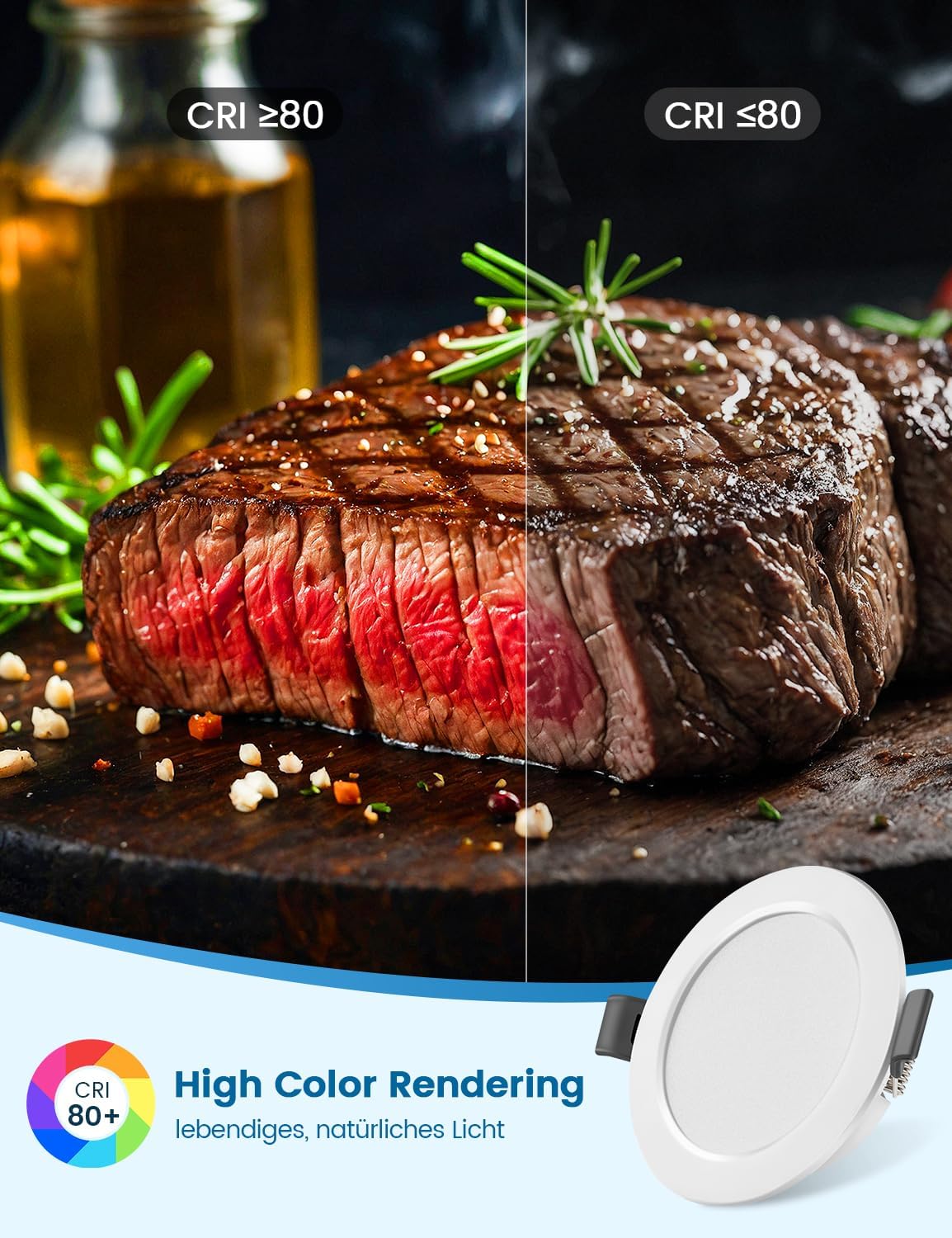 Thumbnail 5 de COTLEDL LED-Einbaustrahler Flach 230V im 10er-Set, 5W, 6000K, IP44