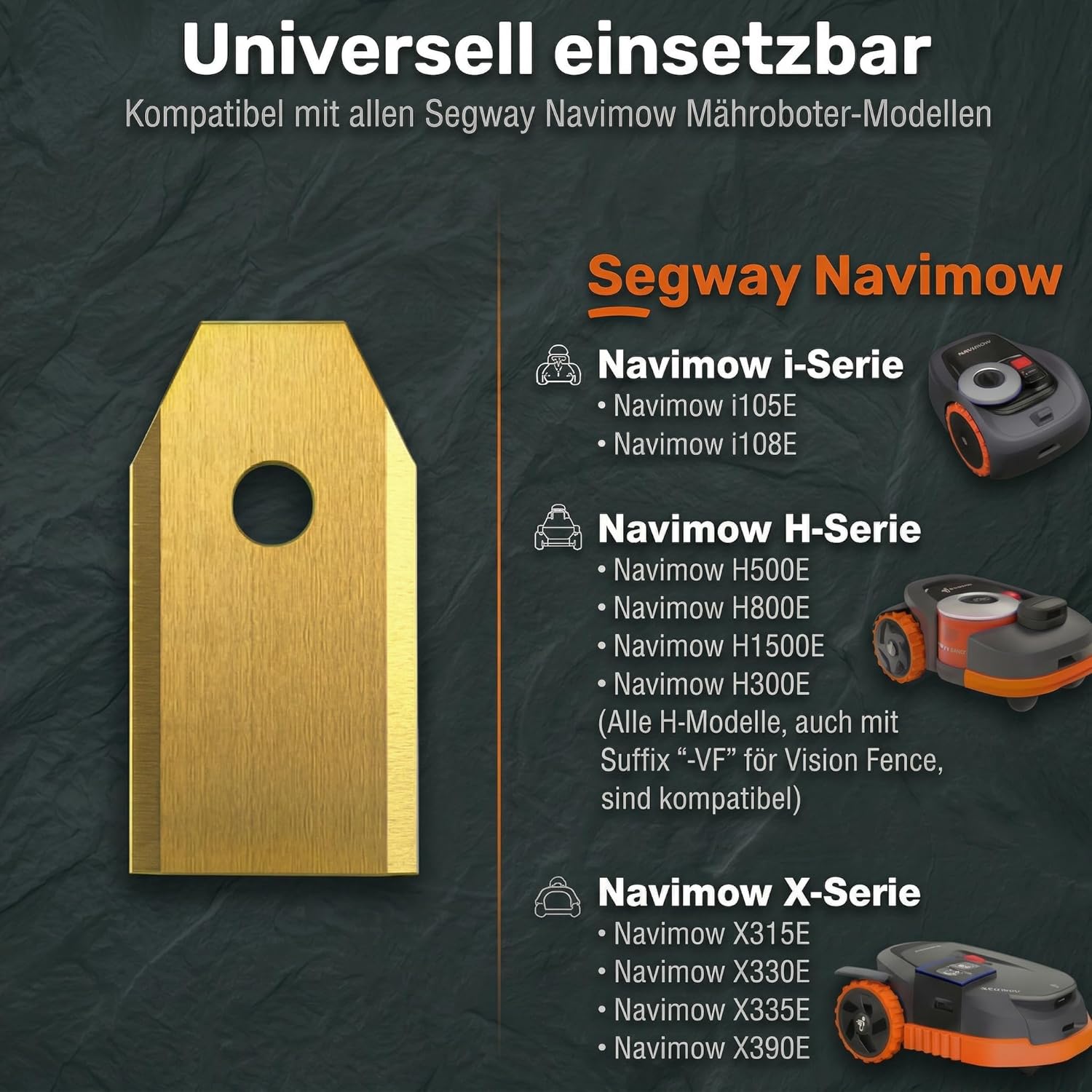 Detalle de HAUSPROFI 30x Titan-Ersatzklingen für Segway Navimow i105e & H-Serie (kompatibel mit i/H/X Modellen) – DIN EN 50636-2-107 geprüft